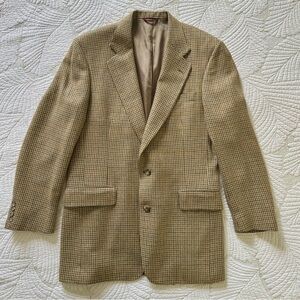 Men's Jos. A. Bank Wool Blend Tan Houndstooth Suit Jacket- 41L